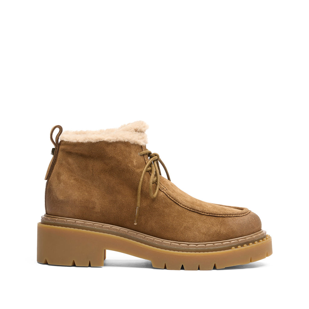 DEMI Suede Velours Chestnut/Fake Fur Eggnug