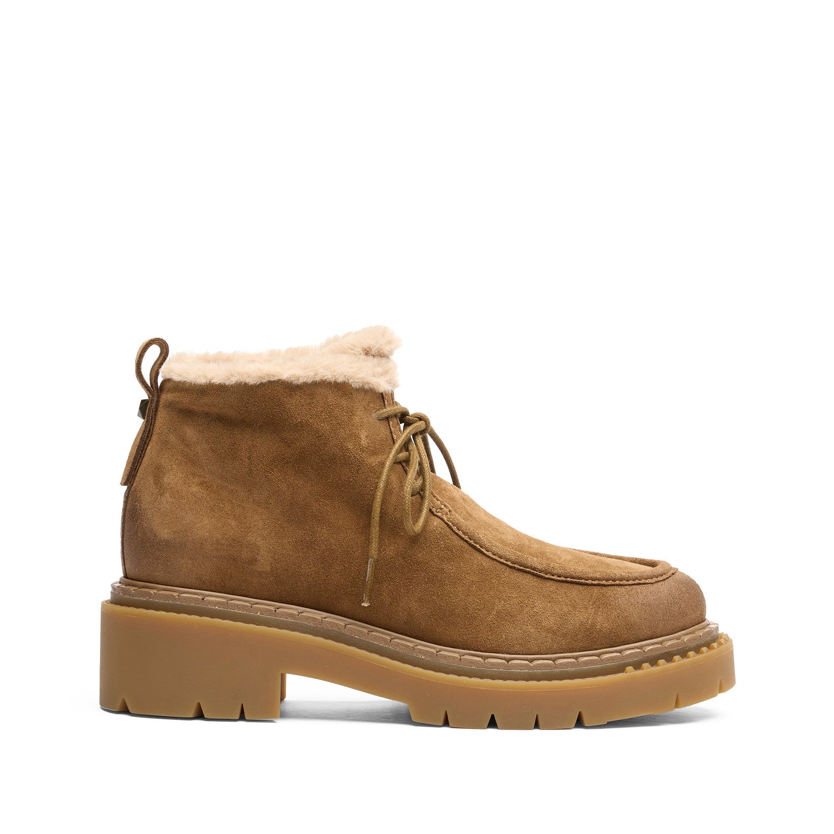 DEMI Suede Velours Chestnut/Fake Fur Eggnug