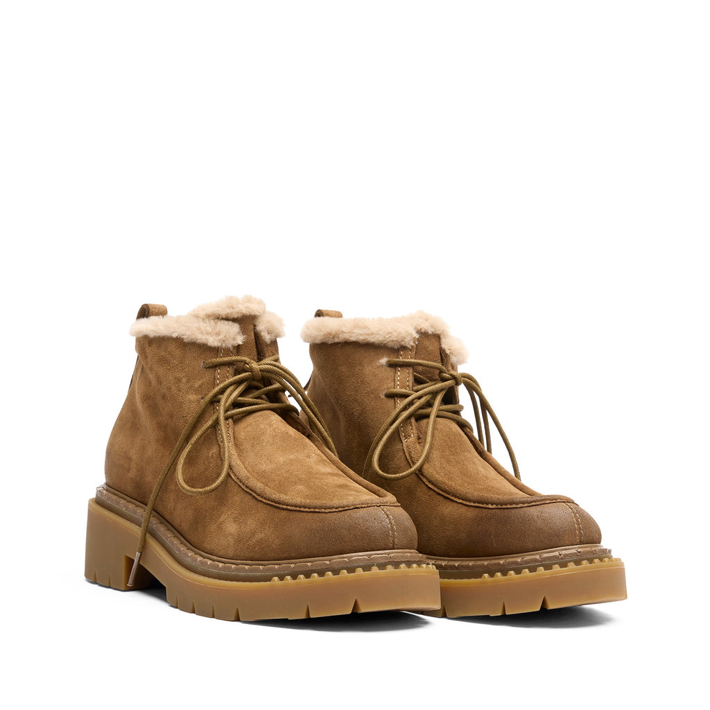 DEMI Suede Velours Chestnut/Fake Fur Eggnug
